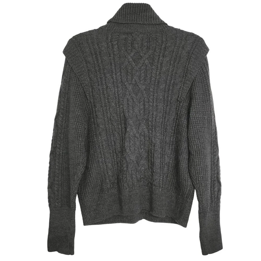 Skull Cashmere Acrylic Cable Knit Fisherman Turtleneck Sweater